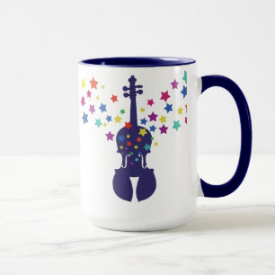 Tasse de violon et de café d'étoiles
