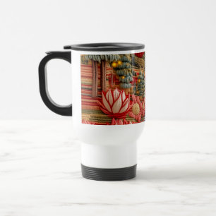 Tasse de voyage à broderie boho Lotus & motif trib