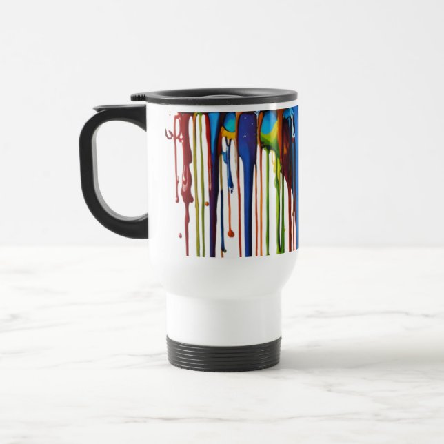 Tasse de voyage à éclaboussures de couleurs abstra (Gauche)