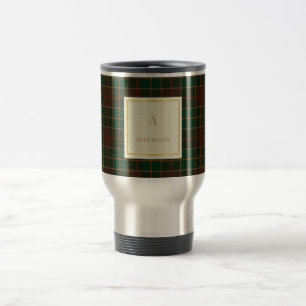 Tasse de voyage à motif carreauté élégant et monog