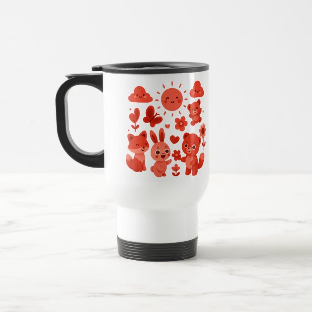 Tasse de voyage Animaux de la forêt ensoleillée Fa (Gauche)