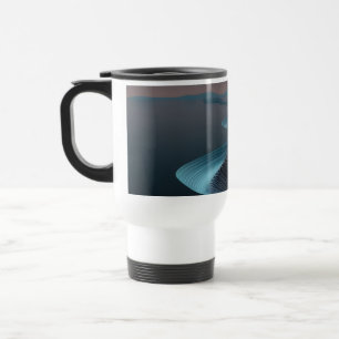 Tasse de voyage –  Art abstrait moderne Flux Bleu 