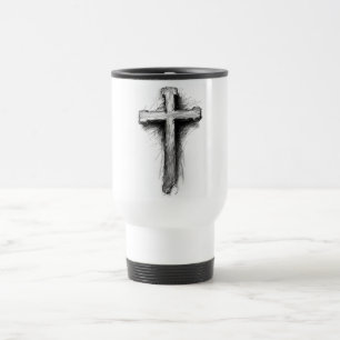 Tasse de voyage avec grande croix chrétienne graph