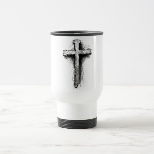 Tasse de voyage avec grande croix chrétienne graph (Centre)
