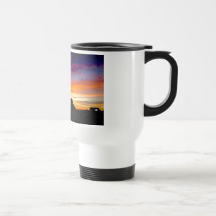Tasse de voyage avec poignée et photo coucher de s