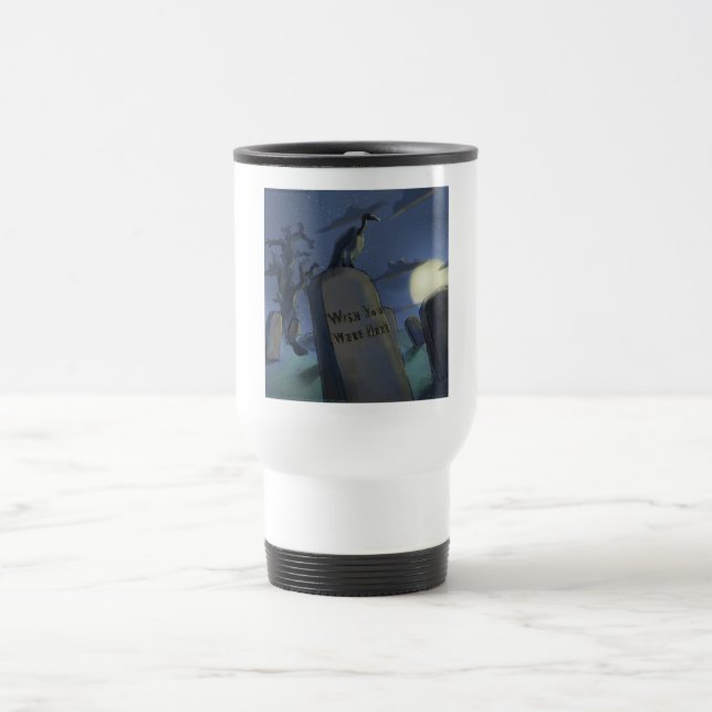 Tasse de voyage avec une pierre tombale comique dr (Centre)
