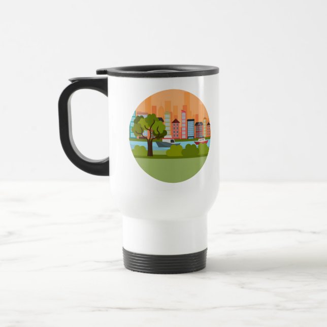Tasse de voyage avec une scène de ville (Gauche)