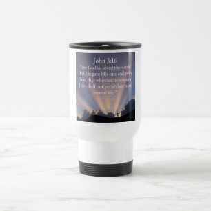Tasse de voyage avec verset biblique Jean 3:16