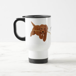 Tasse de voyage blanche Goldie Golden Doodle