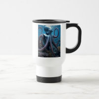 Tasse de voyage blanche main gauche Pieuvre Cyber