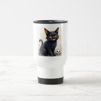 Tasse de voyage chat noir effrayant