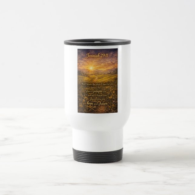 Tasse de voyage chrétienne Bible Jérémie 29:11 (Centre)