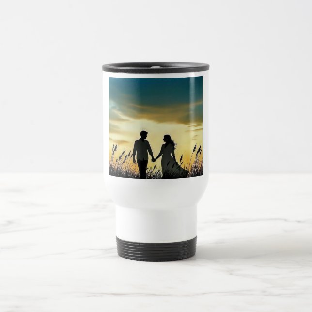 Tasse de voyage Couple au coucher du soleil (Centre)