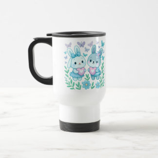 Tasse de voyage couple de lapins fantaisistes