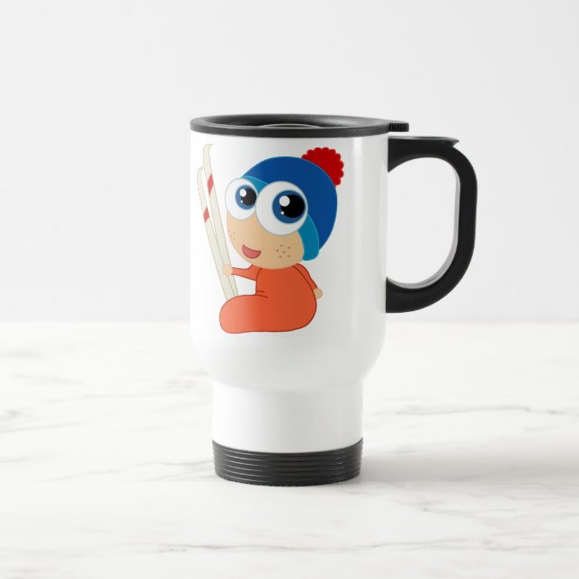 Tasse de voyage de bande dessinée de bébé de ski (Droite)