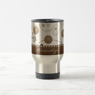 Tasse de voyage de bannière de fleur de moka