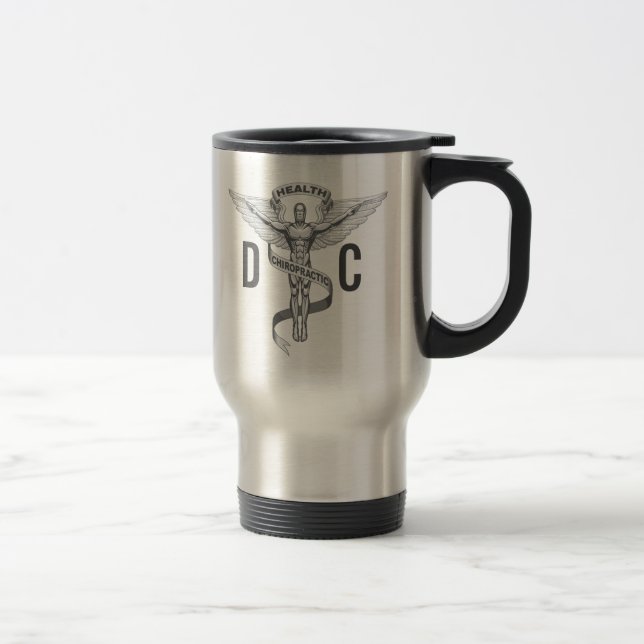 Tasse de voyage de C.C d'emblème de chiropractie (Droit)