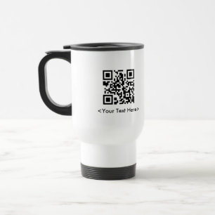 Tasse de voyage de code de QR avec le texte