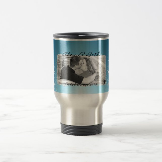 Tasse de voyage de date de mariage (Centre)