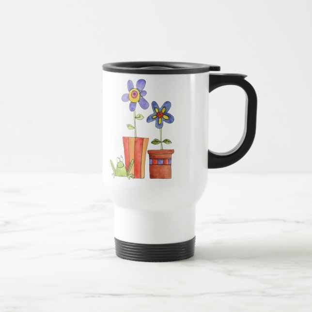 Tasse de voyage de fleur et de grenouille (Droite)