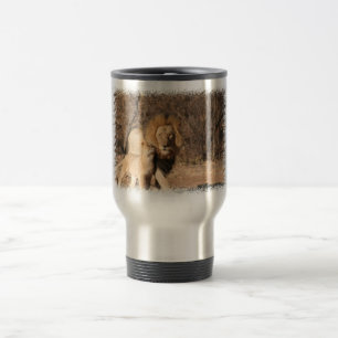 Tasse de voyage de lion et de CUB de lion