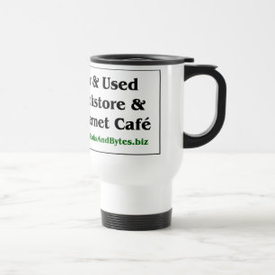Tasse de voyage de livres et d'octets, blanche