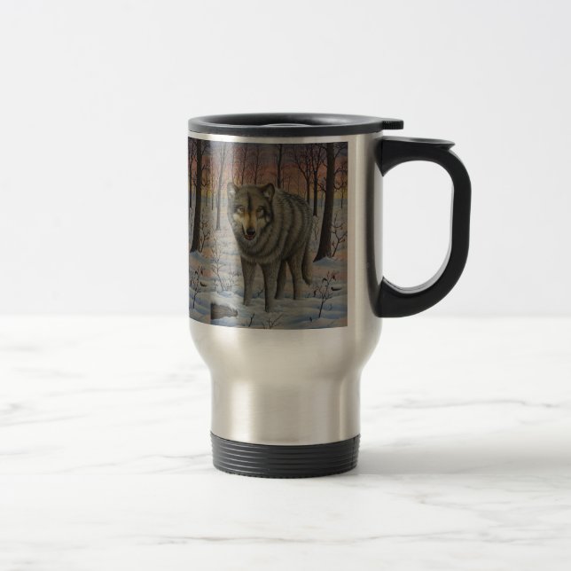 Tasse de voyage de loup de bois de construction (Droit)