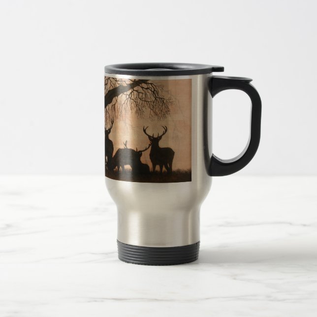 Tasse de voyage de mâles de cerfs communs rouges (Droit)