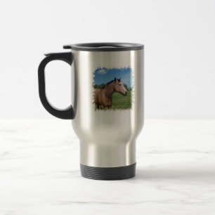 Tasse de voyage de mustang de peau de daim