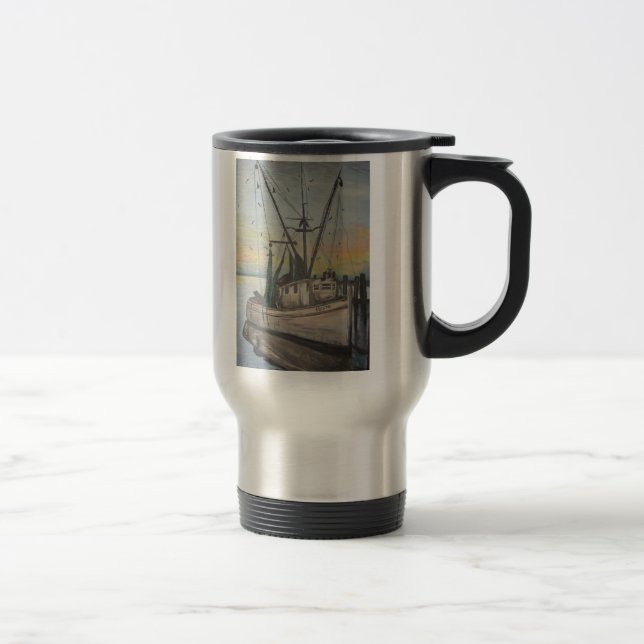 Tasse de voyage de peinture de bateau de crevette (Droit)
