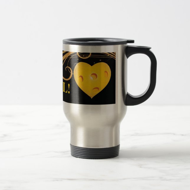 Tasse de voyage de Pickleball avec le coeur jaune (Droit)