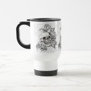 Tasse de voyage de roses du crâne N