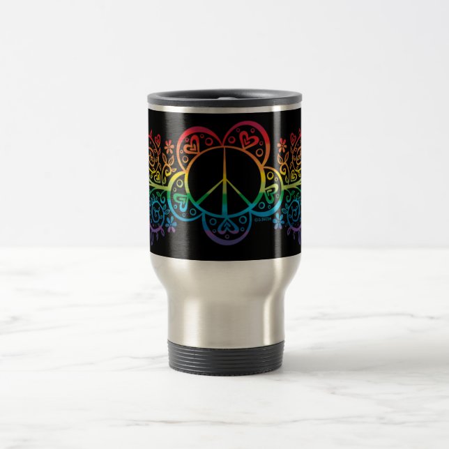 Tasse de voyage de signe de paix d'arc-en-ciel (Centre)