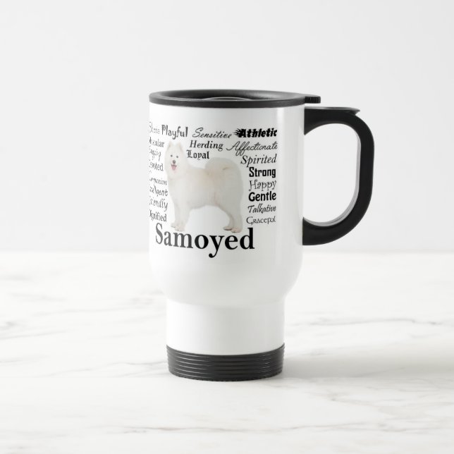 Tasse de voyage de traits de Samoyed (Droite)