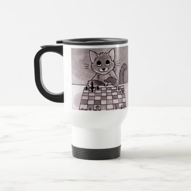 Tasse de voyage d'échecs de chat (Gauche)