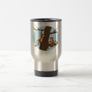 Tasse de voyage dessin animé de singes grimpant à 