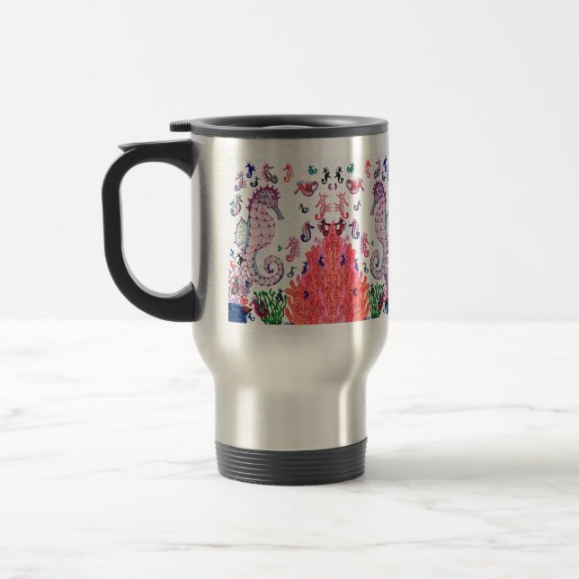 Tasse de voyage. dessins hippocampes  (Gauche)