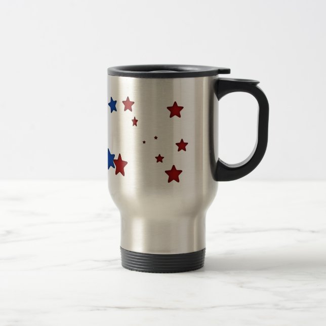 Tasse de voyage d'étoiles rouges et bleues (Droit)