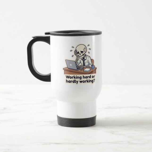 Tasse de voyage drôle de squelette de bureau épuis (Gauche)
