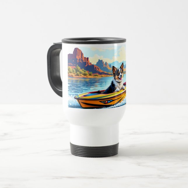 Tasse de voyage en acier inoxydable avec image de  (Devant gauche)