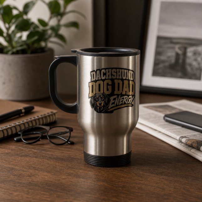 Tasse de voyage Énergie Papa Chien Teckel (Dachshund Dog Dad Energy Travel Mug)