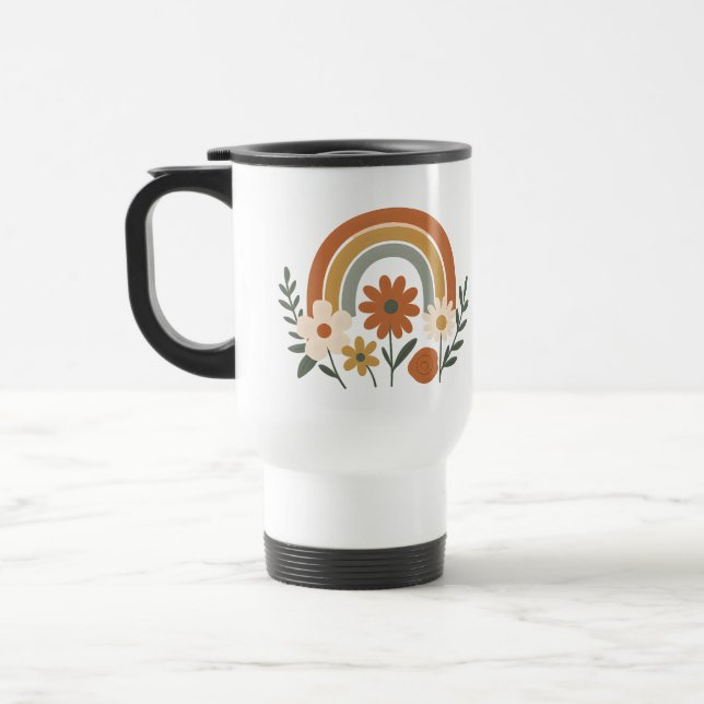Tasse de voyage florale arc-en-ciel rétro (Gauche)