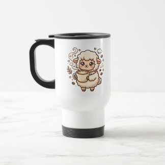 Tasse de voyage Latte Mouton Art Kawaii