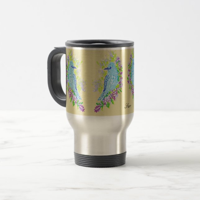 Tasse de voyage / Oiseaux bleus du bonheur (Devant gauche)
