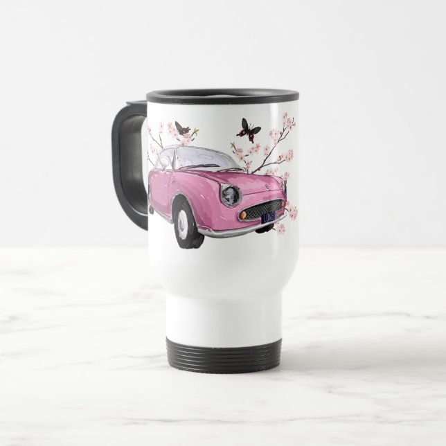 Tasse de voyage Pink Figaro - gobelet de voyage ro (Devant gauche)