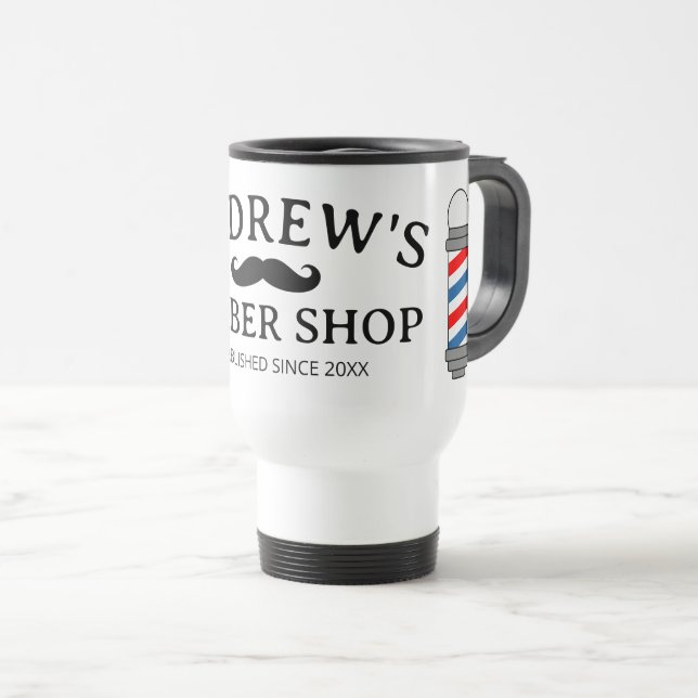Tasse de voyage pour salon de coiffure avec logo d (Devant droit)
