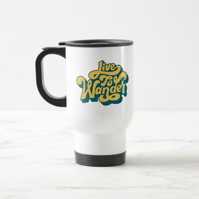 Tasse de voyage rétro Live To Wander style 70s (Gauche)