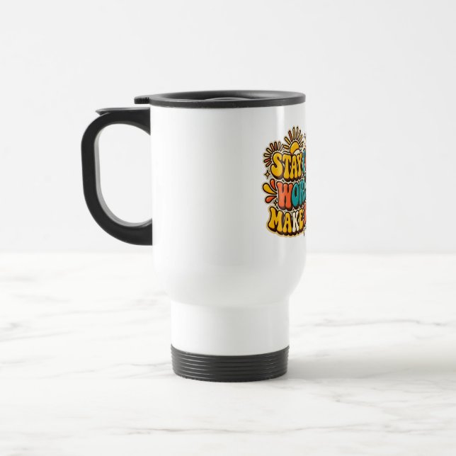 Tasse de voyage Rétro Restez Positive (Gauche)