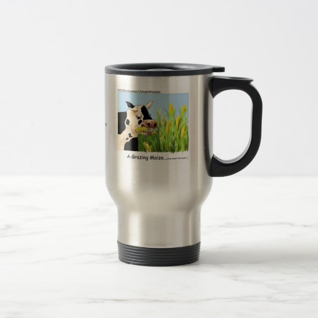 Tasse de voyage "Vache hilarante "A-Brouter du maï (Droit)
