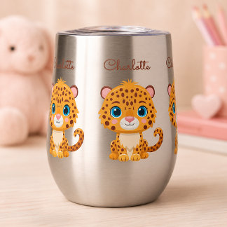 Tasse d'eau pour enfants avec bébé léopard mignon